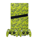 Sony PS5 Pro Full Wrap Slime Front with Controller