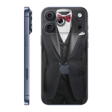 iPhone 17 Pro Max Back Only Black suit-red-bowtie