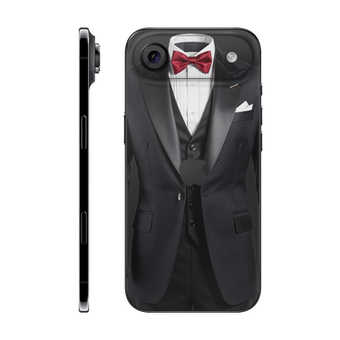 iPhone 17 Air Back Only Black suit-red-bowtie