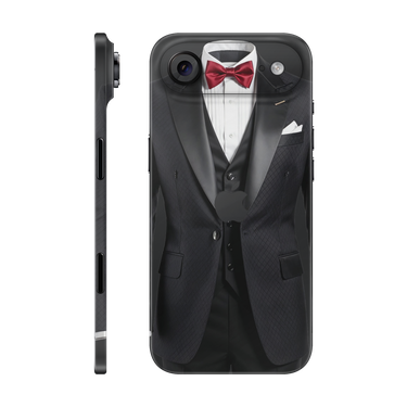 iPhone 17 Air Full Wrap Black suit-red-bowtie